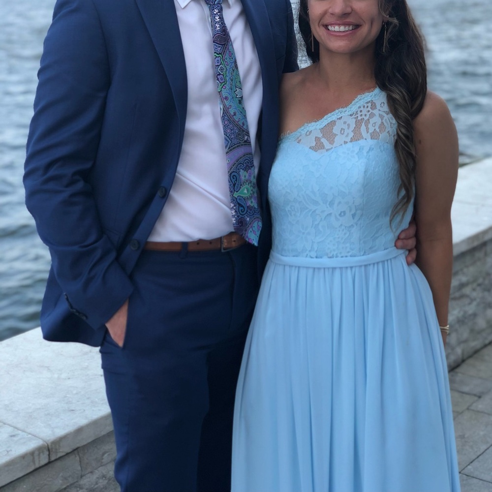 Azazie Light Blue One Shoulder Dress